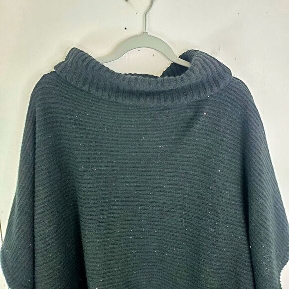 Apt 9 Poncho Womens One Size Cowl Neck Sequin Knit Elevated Casual Black - Picture 2 of 7